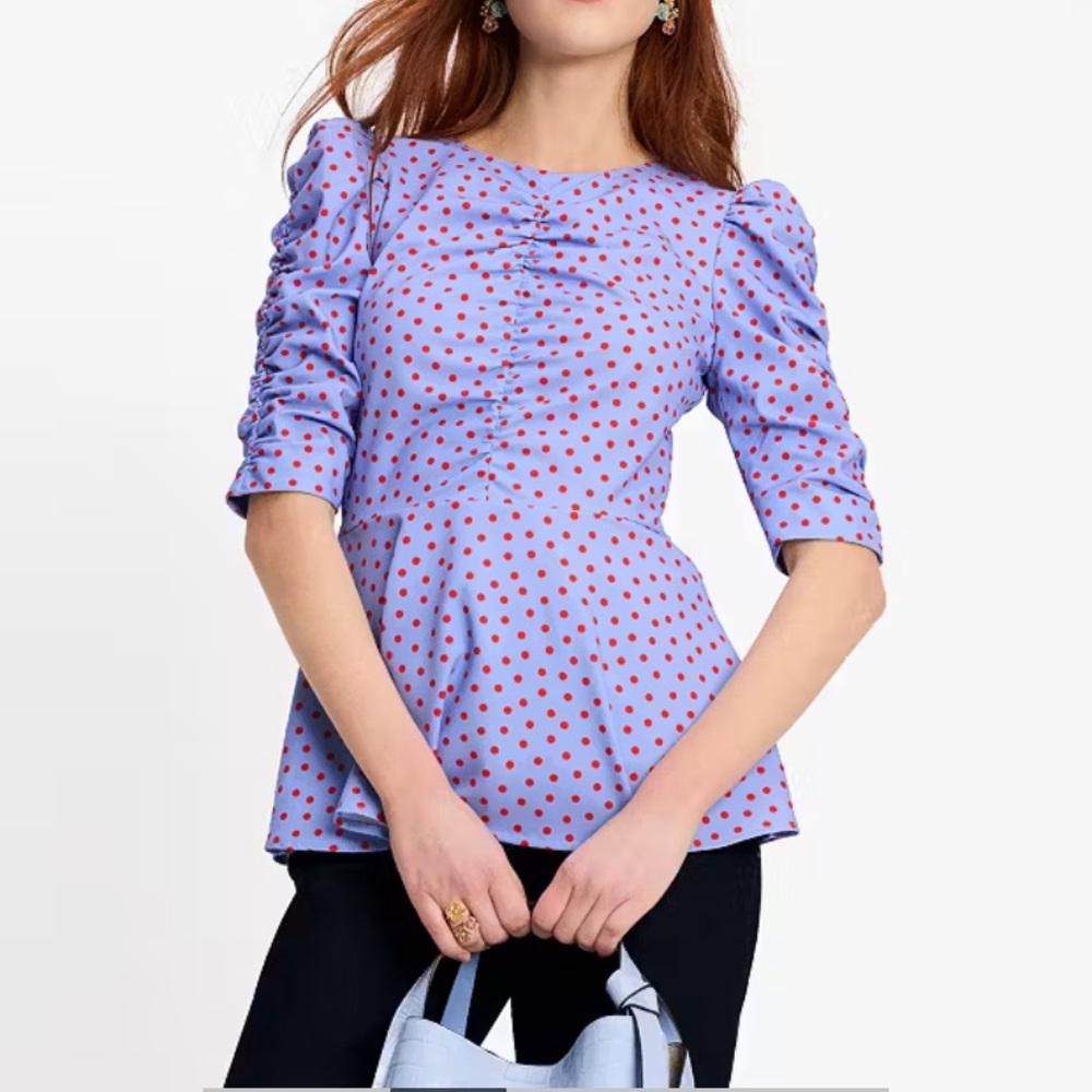 Kate Spade spring dot ruched peplum top